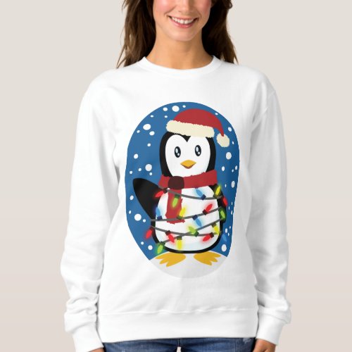 Cute Penguin Xmas Santa Winter Holiday Gift Sweatshirt