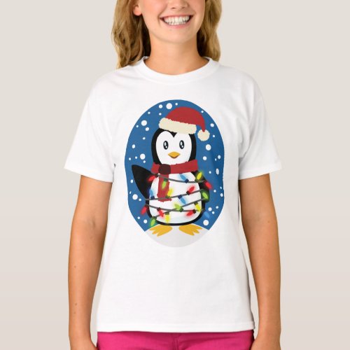 Cute Penguin Xmas Santa Winter Holiday Gift T_Shirt