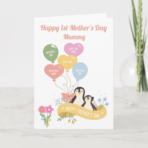 Cute Penguins 1st Mothers day Card