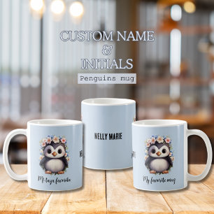 Cute Penguins Bilingual mi taza favorita Spanish Coffee Mug