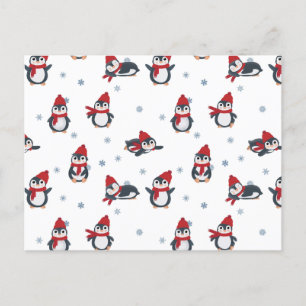Cute Penguins Birds Arctic Animals Holiday Postcard