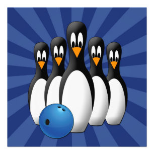 Cute Penguins Bowling Pins 24x24 Print