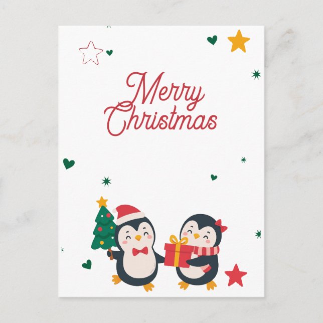 Cute Penguins Christmas card (Front)