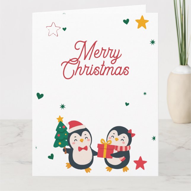 Cute Penguins Christmas card (Front)