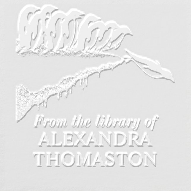 Cute Penguins Cliff Diving Library Book Name Embosser (Design)