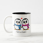 Cute Penguins Couple Mug (Left & Right)<br><div class="desc">This cute design would make a great gift for bridal shower, wedding or simple a gift for your husband, wife, boyfriend, girlfriend. This is a way to express your love to one another. Message can be personalized anyway you want, such as: Mr. & Mrs., I Love You, Susan Loves Mark,...</div>