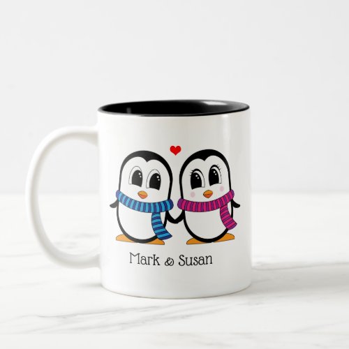 Cute Penguins Couple Mug Left  Right