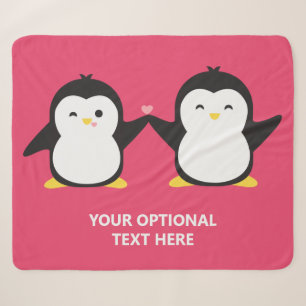 Cute Penguins custom text & color Sherpa Blanket