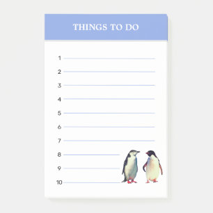 Cute Penguins & Editable Things To Do Post-it Notes