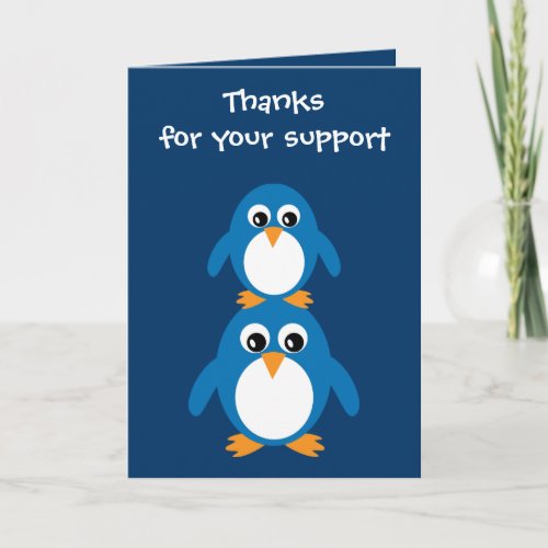 Cute Penguins Gratitude Card For Sponsor