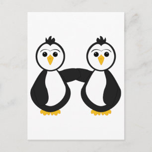 Cute Penguins Holding Hands Postcard
