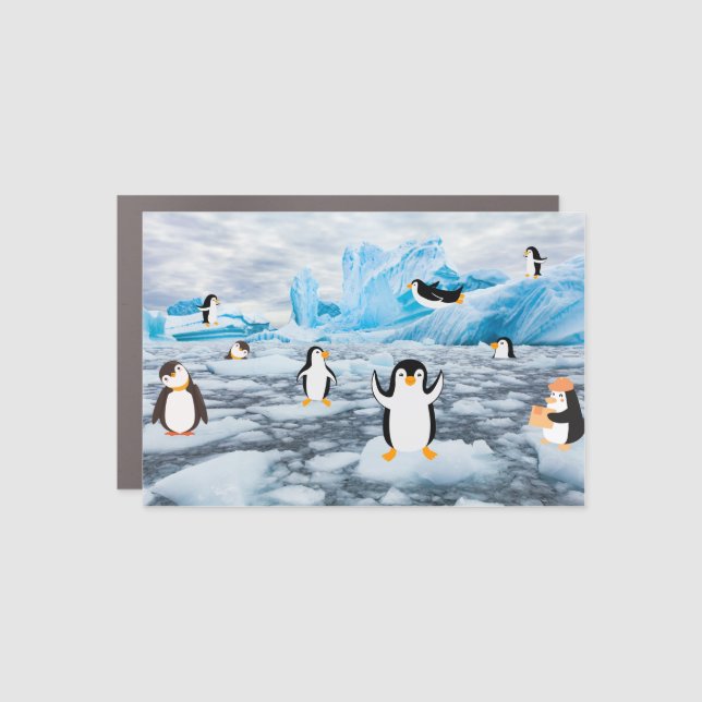 cute penguins in Antarctica ice Car Magnet (Front)