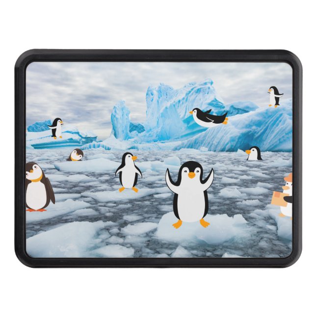 cute penguins in Antarctica ice Hitch Cover (Front)