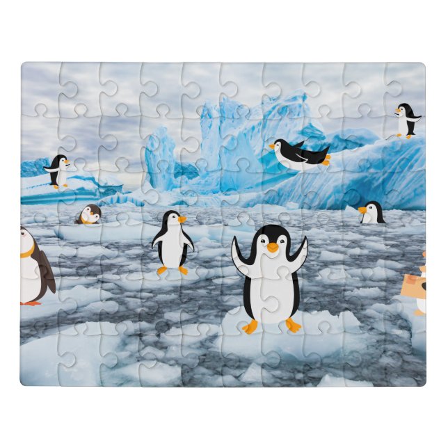 cute penguins in Antarctica ice Jigsaw Puzzle (Puzzle Horizontal)