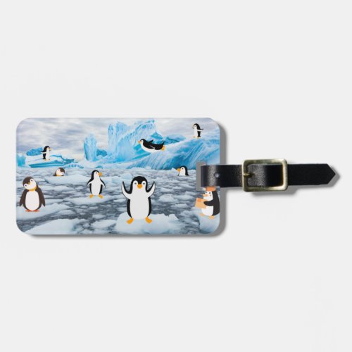 cute penguins in Antarctica ice Luggage Tag