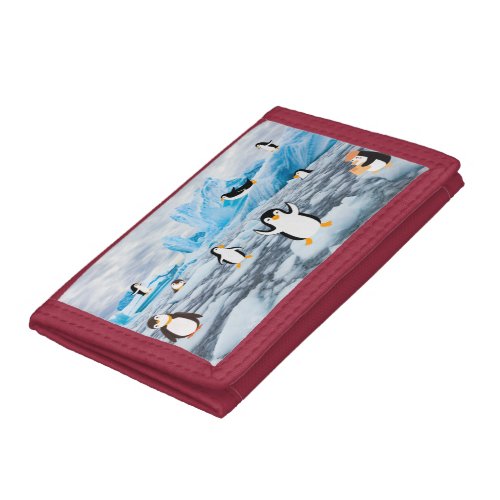 cute penguins in Antarctica ice Trifold Wallet