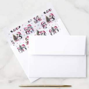 Cute Penguins in Pink Fun Winter Pattern Christmas Envelope Liner