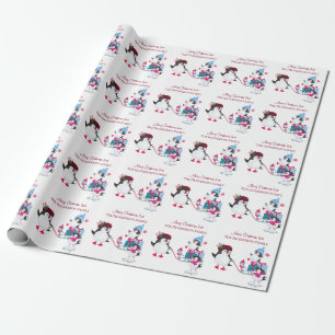 Cute Penguins in the Snow Merry Christmas Wrapping Paper