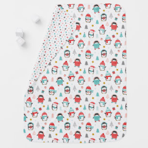 Cute penguins in the snow. Printed on white Baby B Baby Blanket