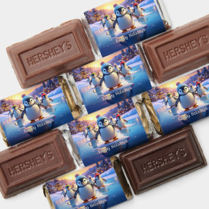 Cute Penguins in Winter Hats on Frozen Ice Holiday Hershey's Miniatures
