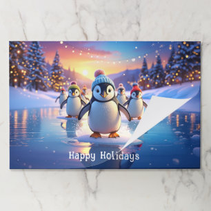 Cute Penguins in Winter Hats Tearaway Placemat