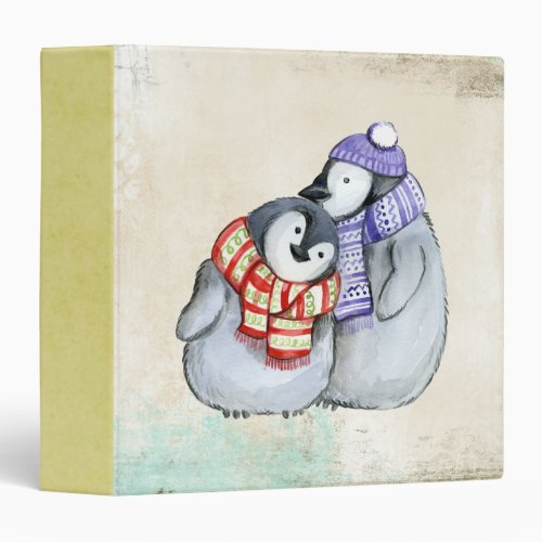 Cute Penguins in Winter Scarves and Hats Binder