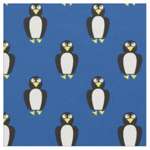 Cute Penguins Kids Baby Nursery Blue Fabric