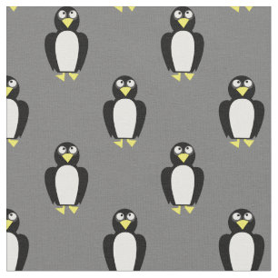 Cute Penguins Kids Baby Nursery Grey Fabric