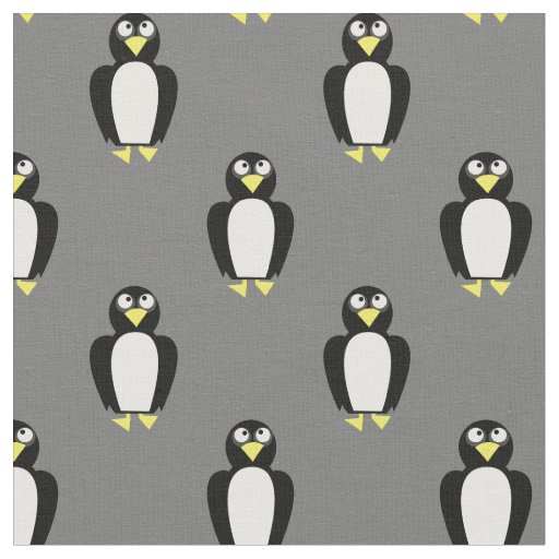 Cute Penguins Kids Baby Nursery Grey Fabric