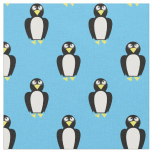 Cute Penguins Kids Baby Nursery Light Blue Fabric