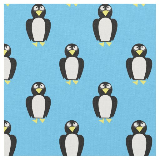 Cute Penguins Kids Baby Nursery Light Blue Fabric