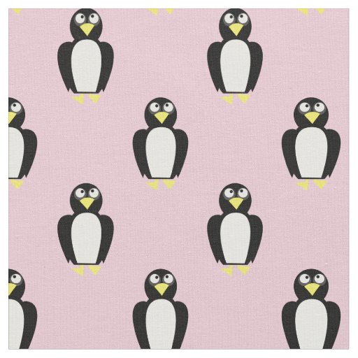 Cute Penguins Kids Baby Nursery Light Pink Fabric