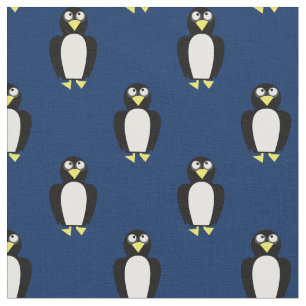Cute Penguins Kids Baby Nursery Navy Blue Fabric