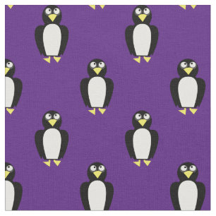 Cute Penguins Kids Baby Nursery Purple Fabric