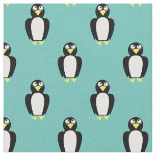 Cute Penguins Kids Baby Nursery Teal Fabric