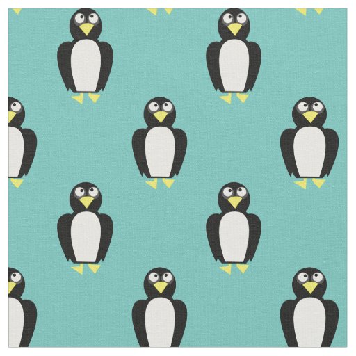 Cute Penguins Kids Baby Nursery Teal Fabric