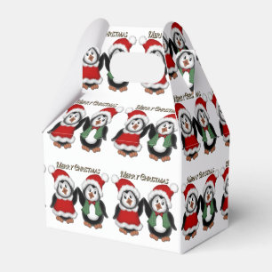 Cute Penguins Merry Christmas Favor Box