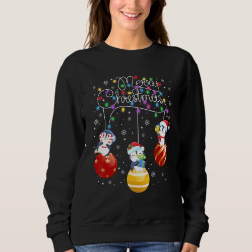 Cute Penguins Merry Christmas Lights Ornaments Bal Sweatshirt