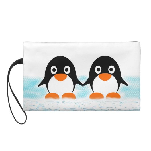 Cute Penguins On Ice Bagette Wristlet Purse (Back)