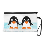 Cute Penguins On Ice Bagette Wristlet Purse (Front)