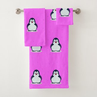 Cute penguins on pink
