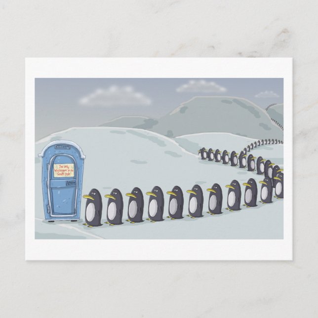 Cute Penguins, Only washroom on the South Pole. Postcard (Front)