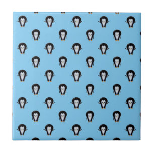 Cute Penguins over Winter Blue Ceramic Tile