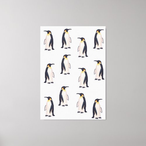 Cute Penguins Pattern Canvas Print