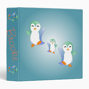 Cute Penguins Personalized 3 Ring Binder