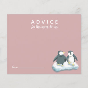Cute Penguins Pink Advice for Mommy Card