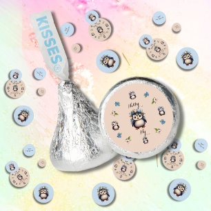 Cute Penguins Pink with Name and Initials Hershey®'s Kisses®