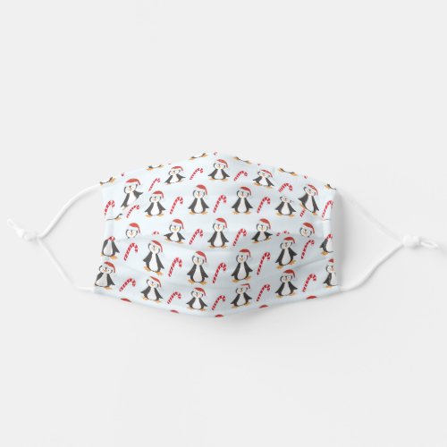 Cute Penguins Santa Hats Candy Canes Winter Adult Cloth Face Mask