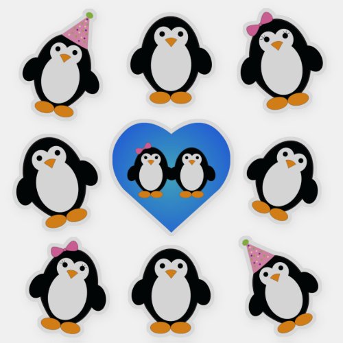 Cute Penguins Sticker Set