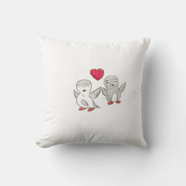 Cute Penguins  Throw Pillow (Front)
